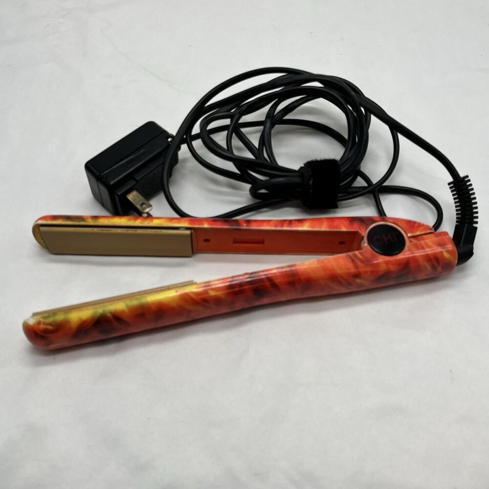 CHI 1” Ceramic Flat Iron Hair Straightener Curling Orange Tested Works
